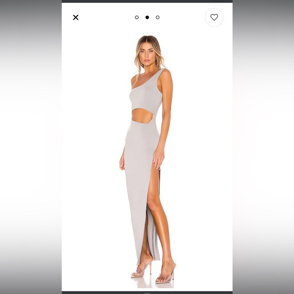 Superdown erla cutout maxi dress one shoulder high slit in light grey size s